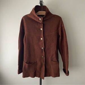 90s Vintage Susan Savill Collection 100% Wool Boiled Jacket Felted Metal Buttons